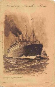 Dampfer Cincinnati Steamer Ship Ocean Liner Hamburg Amerika Line 1911 postcard