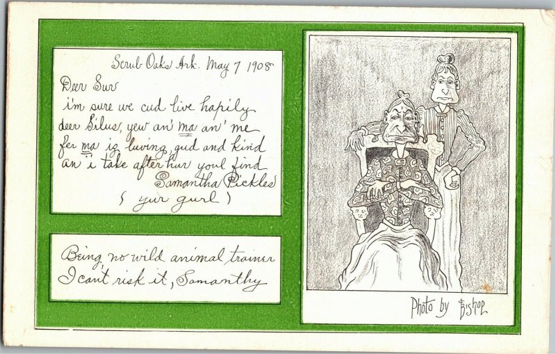 Comic Love Letters Girl & Mother Poems c1908 Bishop Vintage Postcard A31