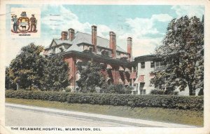 THE DELAWARE HOSPITAL WILMINGTON DELAWARE MEDICAL POSTCARD 1921