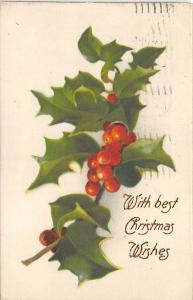 silk postcard Christmas 1908 postal marking on front, minor writing on front