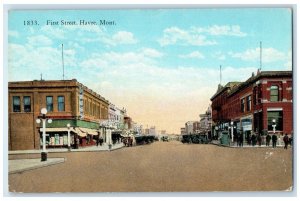 1928 First Street Exterior Building Road Havre Montana Vintage Antique Postcard