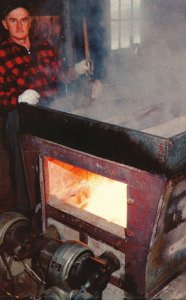 Vintage Postcard 1968 Man Uses Modern Oil Burners To Heat Sap Evaporator Vermont