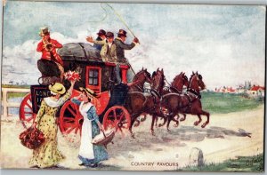 Tucks Coaching Scenes 2888 Country Favours Artist Ludovici Vintage Postcard G32