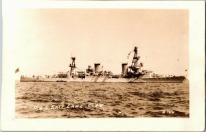 RPPC U.S.S. Salt Lake City CA-25 Cruiser Swayback Vintage Postcard B13