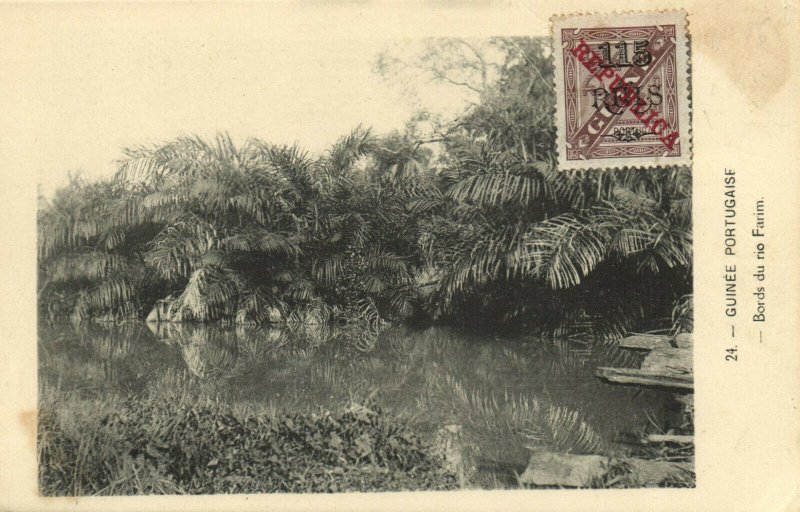 PC CPA PORTUGUESE GUINEA, BORDS DU RIO FARIM, VINTAGE POSTCARD (b13351)