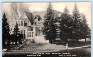 EVANSTON, Wyoming WY ~Roadside PINE GABLES LODGE 1947 Anne & Basil Cole Postcard