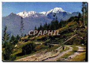 Modern Postcard The French Alps Picturesque mountain walk