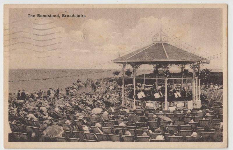 Kent; The Bandstand, Broadstairs PPC, 1937 PMK, To Mrs Hughes, Bedford Park 