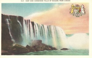 Vintage Postcard 1920's East Side Horseshoe Falls Of Niagara From Ontario Canada