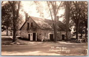 Vtg Wallingford Vermont VT Old Stone Shop 1910s RPPC Real Photo Postcard