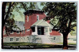 1910 View Of Unitarian Chruch Middleboro Massachusetts MA Antique Postcard