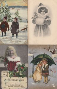 Children Santa Claus Outfit 4x Cute Old Christmas Fashion Postcard s