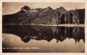 J67/ Red Fish Lake Idaho RPPC Postcard c1920s Mountains Shoreline  50