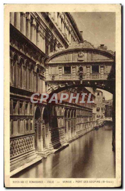 Old Postcard Venice Bridge of Sighs