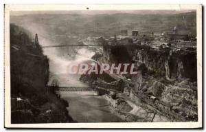 Postcard Old Genissiat View a L & # 39aval Dam all installation and spillway ...