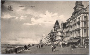 Ostende - La Digue Business District Shopping Stores Ocean View Postcard