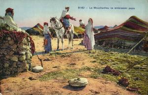 North African Bedouns and Tents, Desert Nomads (1910s) Postcard