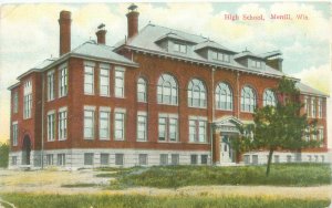 Merrill Wisconsin High School Litho Postcard Unused Bosselman