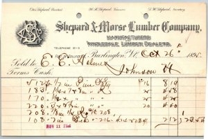 1895  Burlington  Vermont  Shepard & Morse Lumber Co.  Receipt   8 x 5