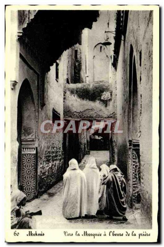 VINTAGE POSTCARD Meknes Towards the mosque has L hour of the