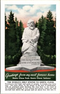 Postcard Statue of Santa Claus at Santa Claus Park in Santa Claus, Indiana