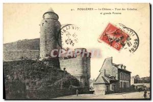 Old Postcard Fougeres Chateau Tour des Gobelins and large Postern