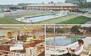 Guildwood Inn Sarnia Ontario ON Dining Pool Multiview 1950s Unused Postcard E14