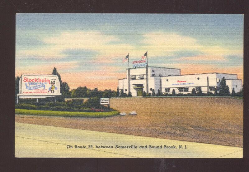 BOUND BROOK NEW JERSEY STOCKHOLM RESTAURANT LINEN ADVERTISING POSTCARD