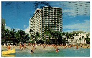 Beautiful Outrigger Hotel at Waikiki Beach Hawaii Postcard Posted 1969