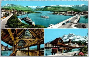 Lucerne Switzerland, Luzern Pier Restaurant Entertainment Area, Postcard