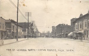 H14/ Eaton Rapids Michigan RPPC Postcard c1910 Main Monuments Stores16