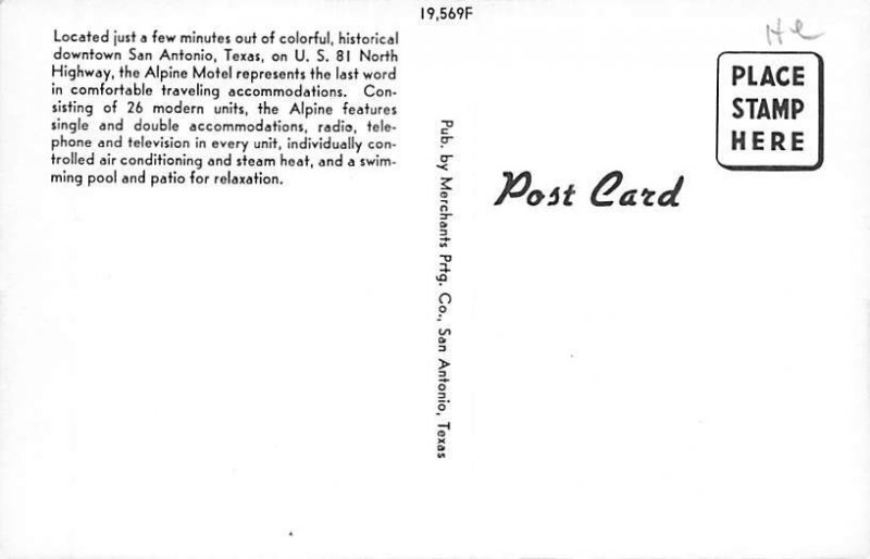 Alpine Motel - San Antonio, Texas TX