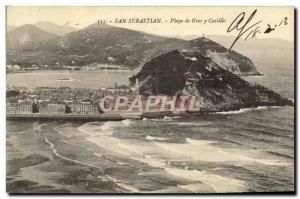 Postcard Old San Sebastian Castillo Playa de Gros Y