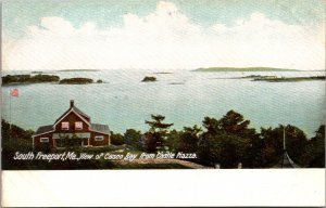 View of Casco Bay from Castle Piazza, South Freeport ME UDB Vintage Postcard O28