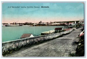 c1910 S.S. Bermudian Leaving Hamilton Harbour Bermuda Unposted Postcard