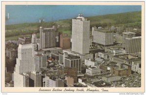 Aerial View, Business Section Looking North, Mississippi River, Wolf River, M...