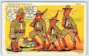 RAY WALTERS Army Comic SOLDIERS Everybody is Out of Step 1940s USA-15 Postcard