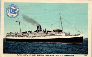 1940s S.S. Evangeline Twin Screw Steamer Eastern Passenger Lines Postcard