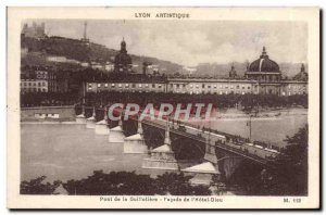 Old Postcard Lyon the Guillotiere Bridge Facade of God & # 39Hotel