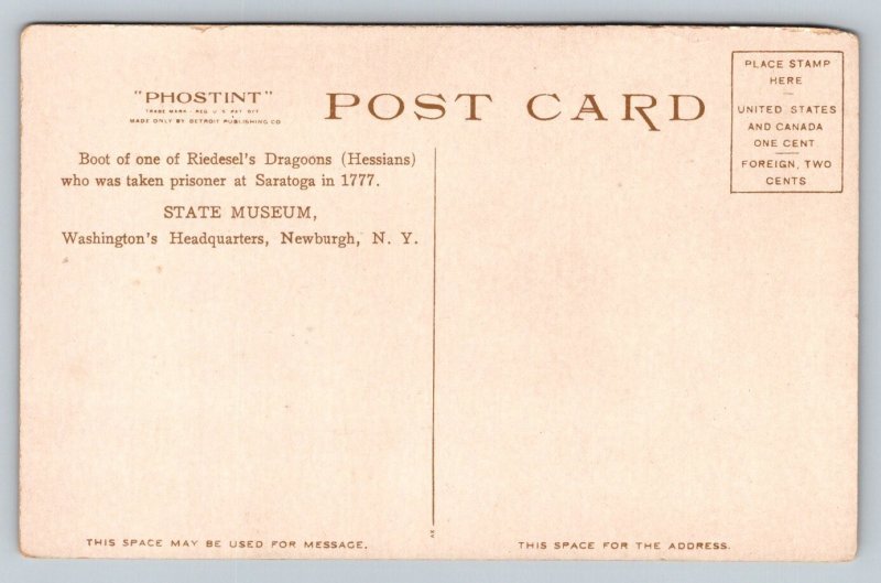 Revolutionary War  Boot From Hessian Prisoner at Saratoga 1777  Postcard