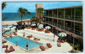 FORT LAUDERDALE, Florida FL ~Roadside WEST INDIES HOTEL Pool 1950s Cars Postcard