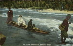 Balsa de Naturales Perene Peru Natives Boat River c1915 Postcard