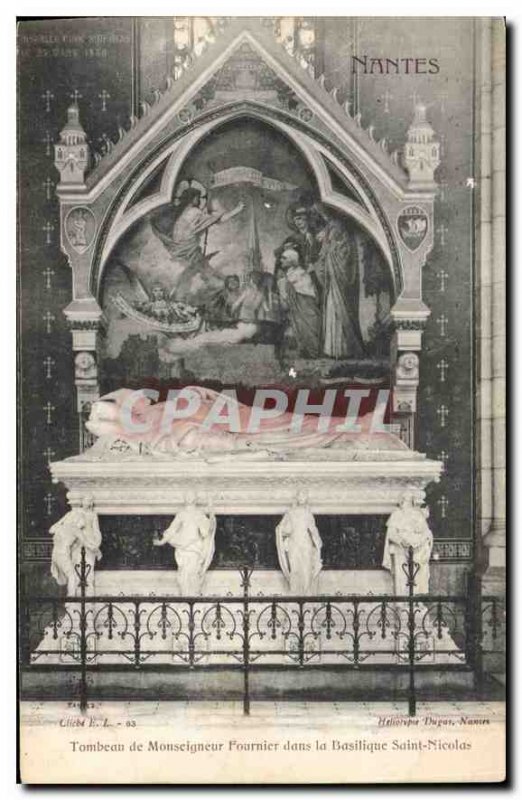 Old Postcard Tomb of Nantes Monseigner Fournier in the Basilica of Saint Nicolas