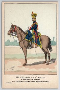 Uniformes 1st Empire 1811 L'Artillerie A Cheval No.4 Lieutenant Postcard A43