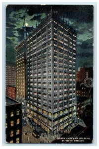 c1910's North American Building By Night Moon Scene Chicago Illinois IL Postcard