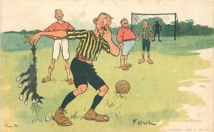 Postcard C-1910 Soccer Sports Dead cat fowl comic humor Davidson Bros 23-9906