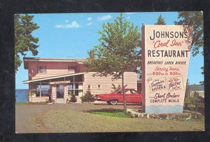 COPPER HARBOR MICHIGAN JOHNSON'S CORAL INN RESTAURANT ADVERTISING POSTCARD