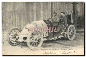 Postcard Old Automobile Edmond on its 90 horsepower Renault Freres