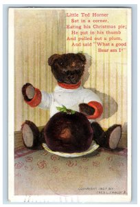 1900-06 Teddy Bear Christmas Pie Embossed Postcard F150E