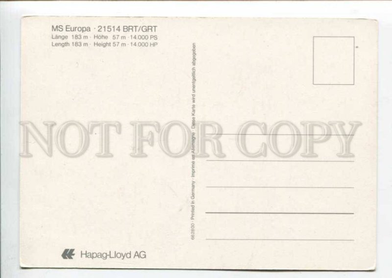 401876 Hapag lloyd AG ship Europa Old postcard